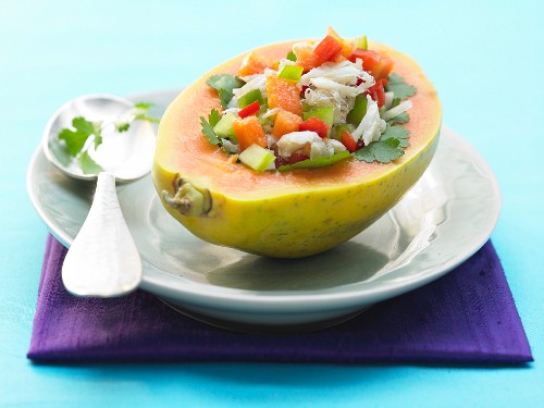 Thai crab salad served in a papaya