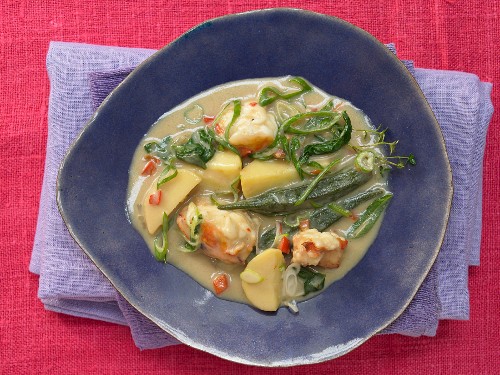 Callaloo (Classic Creole stew with okra, lobster and spinach)