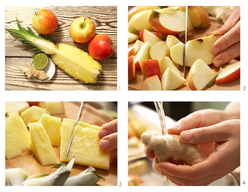 How to make apple and pineapple juice with ginger