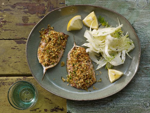 Sardines with herb crusts and fennel