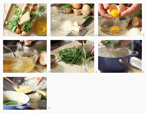 How to make poultry soup with egg, spinach and parmesan