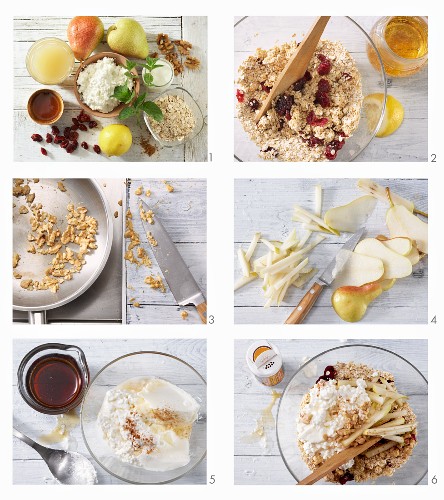 How to make oatmeal with fruit, nuts and fresh cheese