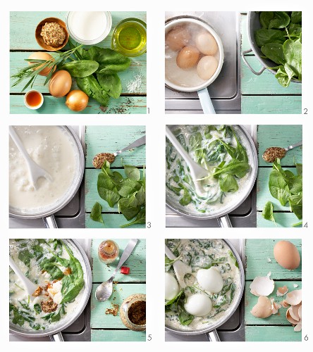 How to make boiled eggs with spinach