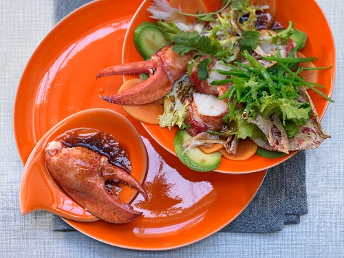 Lobster and papaya salad with avocado