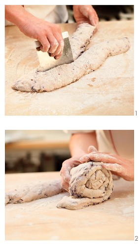 Red cabbage single-stage sourdough being made