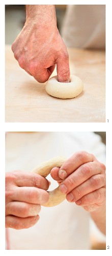 Bagels being made