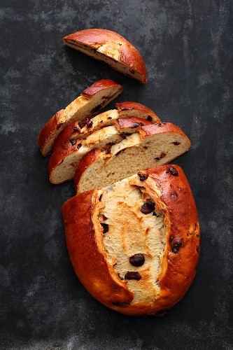 Sweet yeast bread with cranberries and chocolate chips