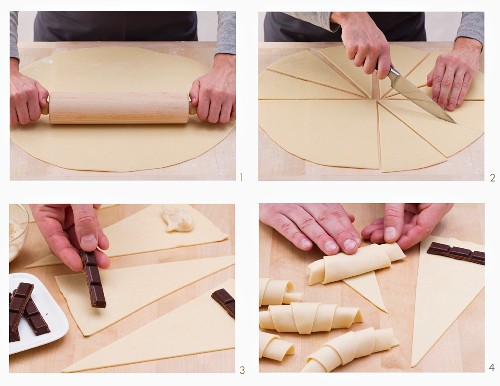 How to bake croissants with a chocolate filling