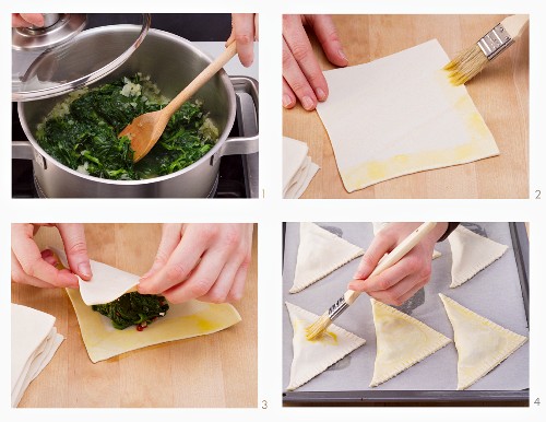 How to make puff pastry pies filled with spinach and sheep's cheese