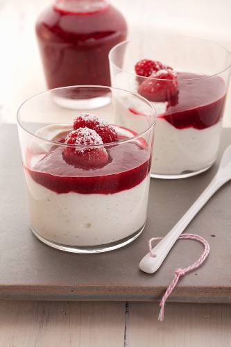 Vanilla quark topped with berry sauce