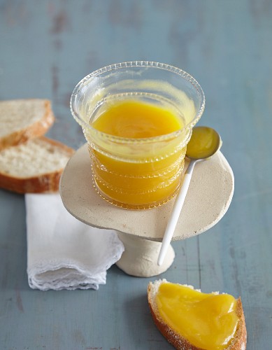 Passion fruit curd in a glass