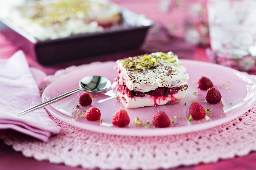 Tiramisu with raspberries