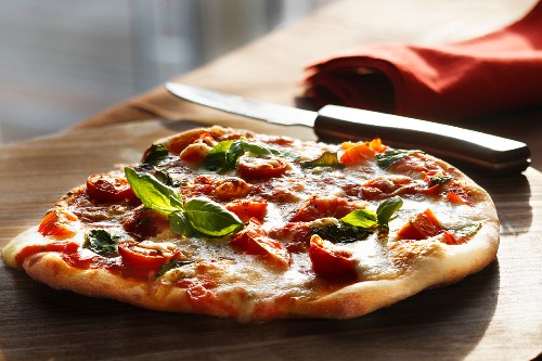 Pizza Margherita with tomato and basil