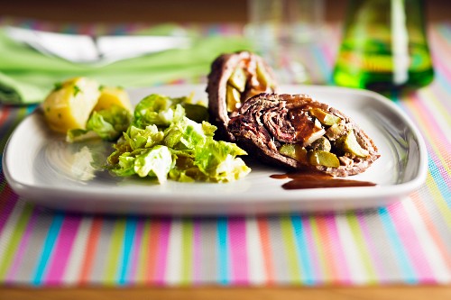 Beef roulade with brussels sprouts