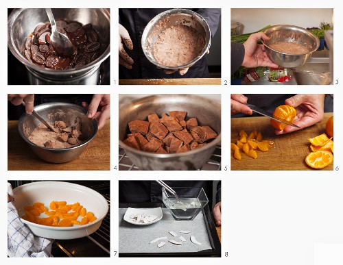 Geeiste Schokoladenzimtsteine mit Orangen und Kokos zubereiten
