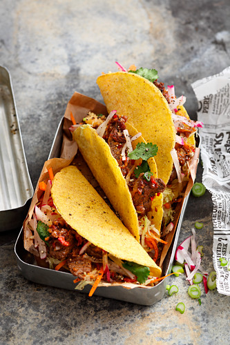 Korean Mexican fusion food: spicy Bulgogi tacos