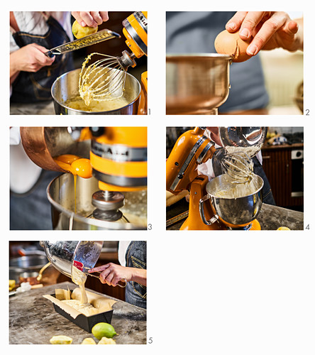 Madeira cake with lemons being made