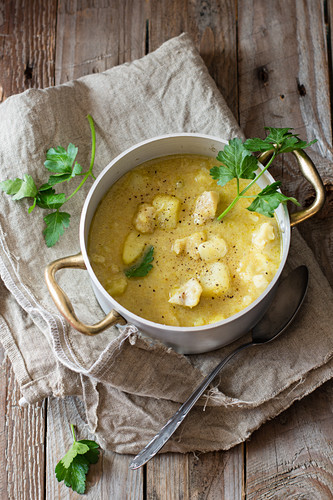 Potato soup with haddock