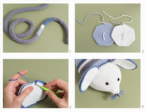 A mouse being crocheted