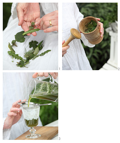 A herbal drink being made