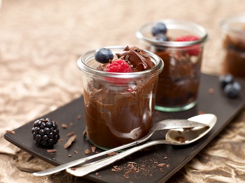 Mousse au chocolat with berries