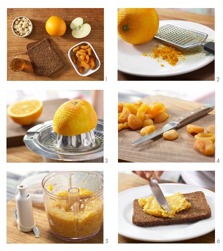 A spread of being made from dried apricots with almonds to be served with apple balls