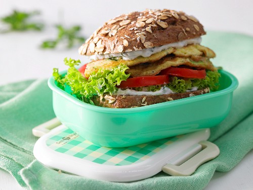 A filling omelette burger with courgette