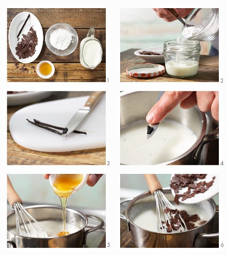 How to prepare vanilla pudding with chocolate flakes