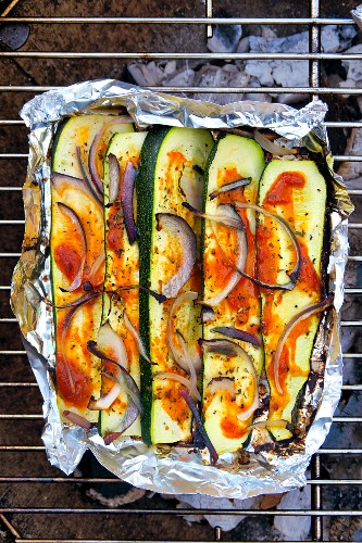 Courgettes on a barbecue