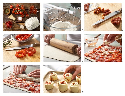 How to make pizza swirls with tomatoes