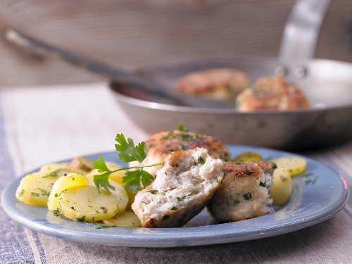 Fish patties with potato salad