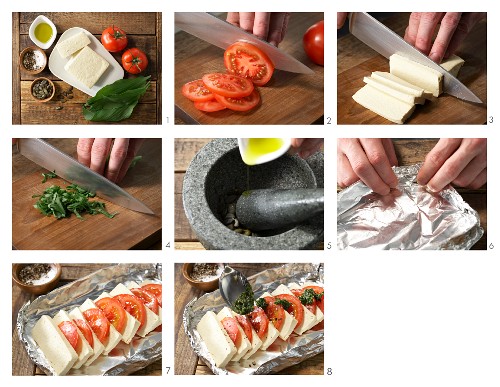 How to prepare barbecued tofu and tomato
