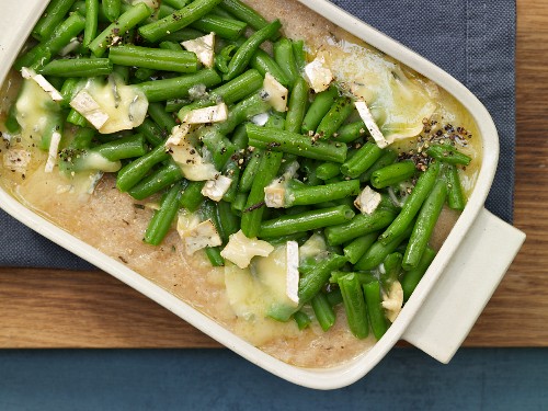 Green bean gratin with spelt semolina