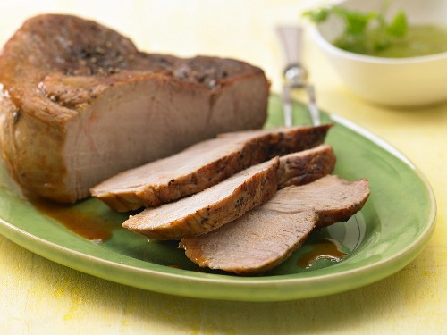 Roast veal with herb sauce