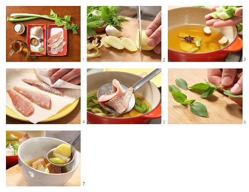 How to prepare clear broth with red mullet and ginger
