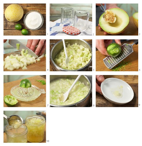 Melonenmarmelade mit Limettensaft zubereiten