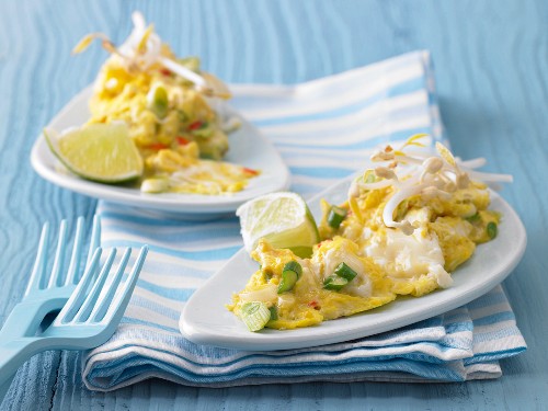 Asian scrambled egg with soya beansprouts