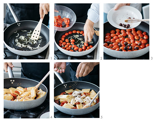 Paccheri mit Knurrhahn, Kirschtomaten und Oliven zubereiten