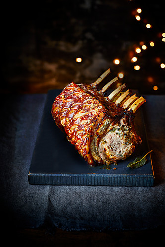 Roast pork with sage and double onion stuffing