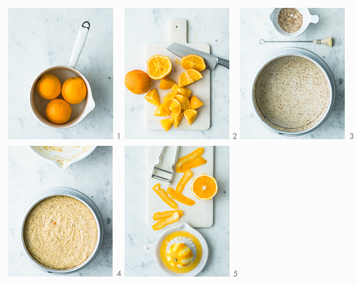 Oriental orange cake being made