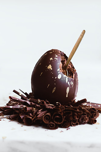 Chocolate mousse cake easter egg
