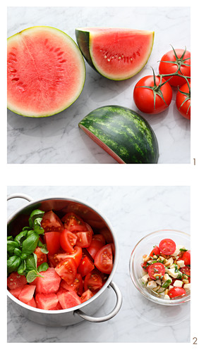 Fruchtige Wassermelonen-Tomaten-Suppe zubereiten