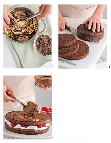Geschichteten Schokoladenkuchen mit Himbeer-Sahnecreme zubereiten
