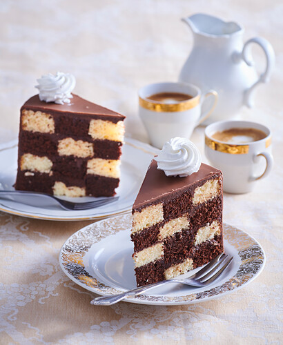 Checkered chocolate cake