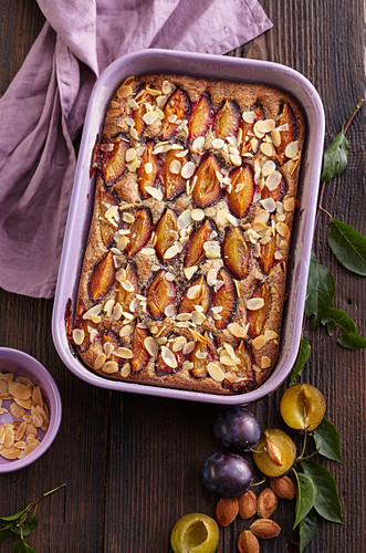 Plum pie with poppy seeds