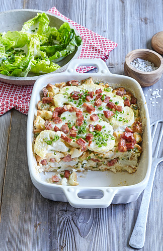 Bread pudding with cauliflower