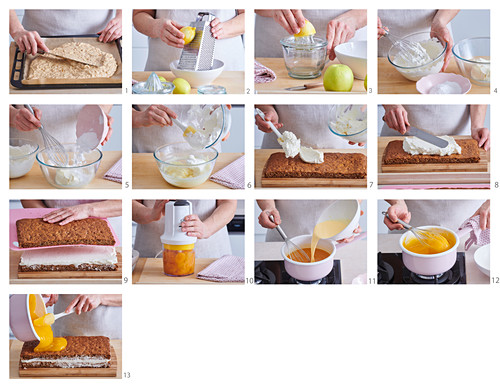 Honey cuts with apricot jelly, step by step