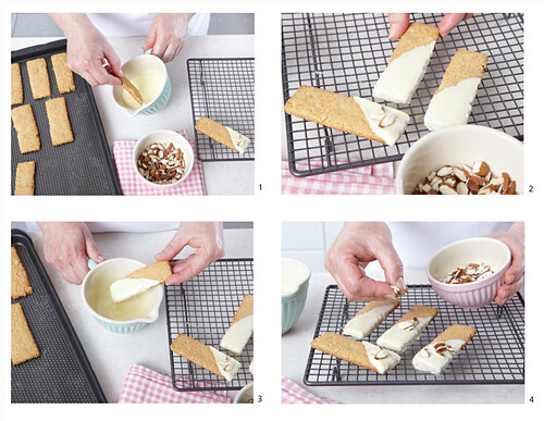 Almond cookies with white chocolate - step by step