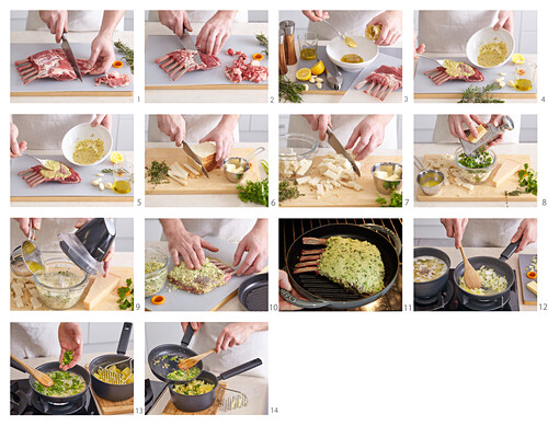 Lamb cutlets with herb crust and potato mash - step by step