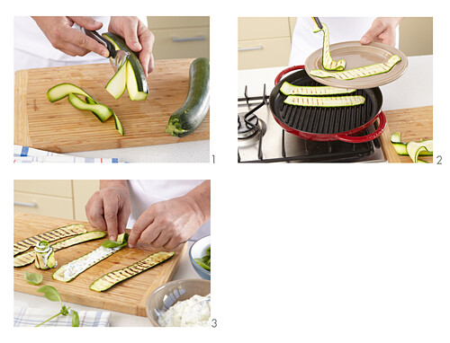 Grilled zucchini rolls - step by step